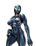  ann_weying breasts chou_denji_mayuge cowboy_shot hand_on_hip large_breasts long_tongue marvel sharp_teeth she-venom solo spider-man_(series) symbiote teeth tongue venom_(marvel) 