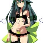  :o bad_id bad_pixiv_id bare_shoulders bikini black_hair copyright_name gatchaman_crowds green_eyes groin long_hair looking_at_viewer navel solo strap_slip suzu-batsu swimsuit utsutsu white_background 