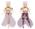  bad_id bad_pixiv_id bare_shoulders barefoot black_legwear black_panties blonde_hair blush bow breasts censored cleavage full_body garter_belt ginji74 gloves hair_bow hat large_breasts long_hair navel nightgown nipples no_panties panties plump pubic_hair purple_eyes pussy see-through simple_background sketch smile solo thighhighs touhou underwear white_background white_gloves yakumo_yukari 