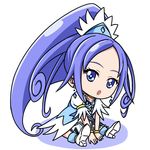  :o blue_eyes blue_hair chibi cure_diamond dokidoki!_precure eyelashes hishikawa_rikka on_floor open_mouth outstretched_leg ponytail precure simple_background sitting solo white_background zerusu03 