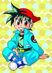  1boy baseball_cap black_hair hat headset pixiv_thumbnail pokemon pokemon_(manga) pokemon_get_da_ze! resized shuu_(get_da_ze!) sitting 