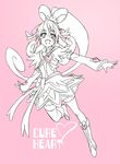  :d aida_mana bad_id bad_pixiv_id boots character_name cure_heart dokidoki!_precure full_body ichihara2929 monochrome open_mouth pink_background precure simple_background smile solo 