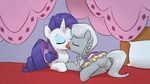  anus bed cub cutie_mark duo equine eyes_closed female feral friendship_is_magic fur grey_fur hair horn horse kissing lesbian lying mammal my_little_pony on_front pillow ponchuzn pony purple_hair pussy rarity_(mlp) saddle saliva silver_spoon_(mlp) tongue unicorn white_fur young 