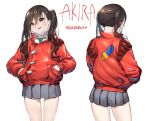  1girl akira brown_eyes brown_hair commentary_request face_mask hands_in_pockets idolmaster idolmaster_cinderella_girls jacket mask skirt sunazuka_akira twintails uleuleuleu 