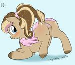  anus blue_eyes blush brown_fur butt clopper-dude equine female freckles fur hair hooves horn horse looking_at_viewer mammal multi-colored_hair my_little_pony nude plain_background pony pussy smile solo sprinkles wings 