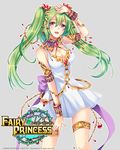  bracelet breasts cleavage fairy_princess green_hair jewelry long_hair medium_breasts necklace original purple_eyes shina_shina solo thighlet twintails 
