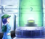  backpack bag blue_hair blush cell_(dragon_ball) dragon_ball dragon_ball_z green_hat hair_bobbles hair_ornament hands_on_hips hat image_sample kawashiro_nitori key komimiyako laboratory long_sleeves short_hair skirt skirt_set smile thumbnail touhou twintails 