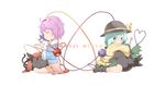  animal_ears blush braid chibi closed_eyes eyeball flower green_eyes green_hair hairband hat hat_ribbon heart heart_of_string hug kaenbyou_rin kaenbyou_rin_(cat) komeiji_koishi komeiji_satori multiple_girls multiple_tails pink_hair red_eyes red_hair reiuji_utsuho reiuji_utsuho_(bird) ribbon short_hair siblings simple_background sisters skirt smile tail third_eye touhou twin_braids white_background yuuzii 