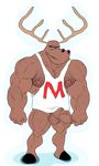  balls biceps big_muscles cervine clothing grin hairy looking_at_viewer male mammal moose muscles pecs penis shirt solo t.u.f.f._puppy tank_top thick_penis uncut vein vest 