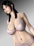  1girl 3d black_hair bra breasts cleavage double_soft_cream huge_breasts panties solo suima underwear 