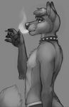  collar cubi fox male mammal monochrome smoking solo underwear 