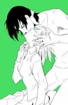 christa_renz couple green_background hand_on_head holding kiss monochrome multiple_girls profile shingeki_no_kyojin short_hair silvis simple_background touching ymir_(shingeki_no_kyojin) yuri 
