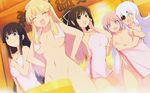  asuka_(senran_kagura) cleavage hibari_(senran_kagura) ikaruga katsuragi nosebleed nude senran_kagura towel yagyuu 