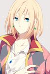  achiki blonde_hair blue_eyes earrings howl_(howl_no_ugoku_shiro) howl_no_ugoku_shiro jewelry looking_at_viewer male_focus pendant solo 