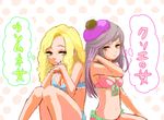  2girls bebe_stevens berret black_hair blonde_hair breasts cleavage gachapin_mukku hat kobutamaru lingerie multiple_girls pixiv_thumbnail resized south_park text translation_request underwear wendy_testaburger 