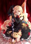  :o blonde_hair bow doll dress elbow_gloves gloves gradient_hair imi_fumei lolita_fashion long_hair mayu_(vocaloid) multicolored_hair piano_print solo stuffed_animal stuffed_bunny stuffed_toy sword usano_mimi vocaloid weapon yellow_eyes 