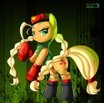  applejack_(mlp) blonde_hair cammy_white cosplay crossover cute cutie_mark equine female feral freckles friendship_is_magic green_eyes hair hat horse leotard long_hair looking_at_viewer mammal my_little_pony pony skyline19 smile solo street_fighter video_games 