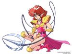  1girl 90s bangs cham fang game horn looking_at_viewer mugen_senshi_valis nec official_art official_artwork oldschool pc_engine simple_background solo telenet_japan valis valis_iii weapon whip white_background 