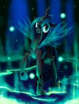  2013 changeling fangs female feral friendship_is_magic furboz green_eyes green_hair hair horn looking_at_viewer my_little_pony queen_chrysalis_(mlp) solo wings 