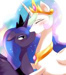  blue_eyes blue_hair crown duo equine eyes_closed eyeshadow female feral french_kiss french_kissing friendship_is_magic fur hair half-closed_eyes horn horse incest kissing lesbian lightria long_hair makeup mammal multi-colored_hair my_little_pony necklace nyota82 open_mouth plain_background pony princess_celestia_(mlp) princess_luna_(mlp) purple_fur sibling sisters tongue tongue_out white_background white_fur winged_unicorn wings 