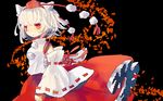  :o animal_ears black_background blush breasts detached_sleeves hat hiyuu_(hiyualice) inubashiri_momiji leaf red_eyes short_hair silver_hair skirt small_breasts solo tail tokin_hat touhou wolf_ears wolf_tail 