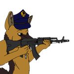  ak-74m animated bullet bullet_necklace bullets canine dog german_shepherd hat joshkbosh muzzle_flash necklace police ranged_weapon seiiannakyuako weapon 