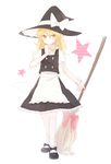  bad_id bad_pixiv_id blonde_hair bow braid broom full_body hat hat_bow highres honotai kirisame_marisa long_hair ribbon single_braid solo star touhou white_bow white_legwear witch_hat yellow_eyes 