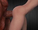  3d anthro balls big_balls big_penis cgi close-up demon drub elf erection female from_behind grey_background human human_on_anthro interspecies male mammal monster nude penis plain_background rawdarkness red_body scalie sex side_view standing straight texture_background 