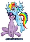  blue_fur blush crossgender cutie_mark equine female feral friendship_is_magic fur hair horn horse male mammal multi-colored_hair my_little_pony pegasus pony purple_eyes purple_hair rainbow_dash_(mlp) rainbow_hair twilight_sparkle_(mlp) wings yellow_fur 