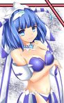  ao_no_rupika bare_shoulders beatmania beatmania_iidx bemani blue_eyes blue_hair breasts hair_ornament hat highres looking_at_viewer medium_breasts midriff navel smile solo yamato_(muchuu_paradigm) 