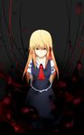  absurdres angry ao_(syoulass7) arms_behind_back blonde_hair dark_background darkness dress highres long_hair older ribbon rumia solo touhou 