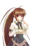  bad_id bad_pixiv_id brown_hair dress highres little_busters! long_hair natsume_rin ponytail red_eyes seiren_miraa 
