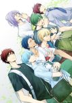  akashi_seijuurou aomine_daiki bad_id bad_pixiv_id bag buckle collarbone collared_shirt dog dress_shirt dutch_angle handbag kagami_taiga kise_ryouta kuroko_no_basuke kuroko_tetsuya male_focus midorima_shintarou multiple_boys murasakibara_atsushi pants puppy shirt short_sleeves t-shirt tetsuya_ni_gou white_shirt xia_(ryugo) 