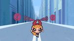  animated blossom_(powerpuff_girls) city female loop powerpuff_girls running 
