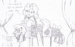  black_and_white cloak curtains cutie_mark dialog duo english_text equine female feral friendship_is_magic hair horn horse joey-darkmeat mammal monochrome my_little_pony pony saw smile text trixie_(mlp) twilight_sparkle_(mlp) unicorn 