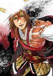  569kg brown_eyes brown_hair horns ishida_mitsunari_(sengoku_musou) male_focus open_mouth sengoku_musou solo 