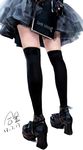  amane_misa black_gloves black_legwear book dated death_note death_note_(object) frilled_skirt frills gloves hejin high_heels highres holding legs shoes signature simple_background skirt solo thighhighs white_background zettai_ryouiki 