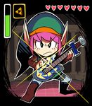  alternate_hair_color blush_stickers fusion gashi-gashi guitar hat heart instrument link male_focus master_sword pink_hair plectrum pointy_ears shield solo the_legend_of_zelda the_legend_of_zelda:_a_link_to_the_past triforce user_interface 