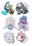 artist_name black_eyes blue_eyes chibi clenched_hands clenched_teeth fur gen_6_pokemon highres honedge inkay malamar no_humans one_eye_closed orange_eyes panda pangoro pink_eyes pokemon pokemon_(creature) simple_background spritzee squid swirlix sword teeth tentacle_hair tentacles tongue tongue_out weapon white_background yoshida_nina 