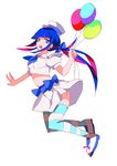  alternate_hairstyle balloon full_body hat multicolored_hair panty_&amp;_stocking_with_garterbelt ponytail sailor_collar skirt solo stocking_(psg) striped striped_legwear surumeider thighhighs two-tone_hair white_background 