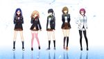  arms_behind_back ascot black_legwear blonde_hair blue_eyes blue_hair brown_hair crossed_arms free! genderswap genderswap_(mtf) glasses green_eyes hakusai_(tiahszld) hand_on_hip hazuki_nagisa highres kneehighs matsuoka_rin multiple_girls nanase_haruka_(free!) pantyhose pink_legwear ponytail purple_eyes red_eyes red_hair ryuugazaki_rei school_uniform skirt smile tachibana_makoto thighhighs 