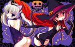  animal_ears calendar_girl halloween haruno_hina lollipop nanao_naru nopan scan tail umi_yukino witch 