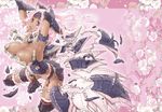  :o alatreon_(armor) arm_guards armlet armor armpits arms_up black_legwear breasts broken_armor cleavage dark_skin headgear large_breasts monster_hunter monster_hunter_3_g open_mouth pink_hair purple_eyes shiny shiny_skin solo stygian_zinogre_(armor) thighhighs thomasz zinogre_(armor) 