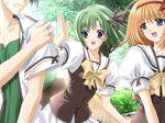  2girls blush fuyou_kaede game_cg happy multiple_girls ribbon school_uniform shigure_asa shuffle! tsuchimi_rin tsukimi_rin 