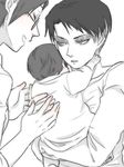  1girl family hange_zoe if_they_mated kyomitsu levi_(shingeki_no_kyojin) monochrome shingeki_no_kyojin 