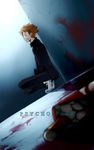  bad_id bad_pixiv_id blood cigarette dutch_angle highres kagari_shuusei male_focus mi_k orange_hair psycho-pass solo squatting 