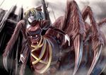  absurdres blonde_hair bow brown_dress brown_eyes dress hair_bow highres insect_girl juliet_sleeves kurodani_yamame kurodani_yamame_(spider) long_sleeves looking_at_viewer monster_girl multiple_legs pijirion puffy_sleeves shirt solo spider_girl touhou 