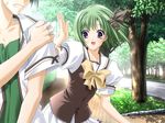  1girl blush fuyou_kaede game_cg happy ribbon school_uniform shigure_asa shuffle! tsuchimi_rin tsukimi_rin 