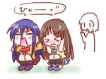  &gt;_&lt; akiyama_mio amakusa_shino chibi closed_eyes covering_ears cowering crossover hikasa_youko k-on! lowres multiple_girls sakaguchi_misaki school_uniform seitokai_yakuindomo seiyuu_connection shoes tears uwabaki |_| 