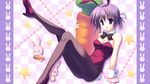  animal_ears bunny_ears bunnygirl cleavage naruse_mamoru pia_carrot purple_hair 